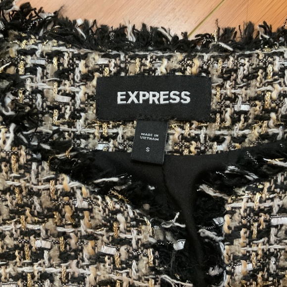 Express Metallic Tweed Open Front Blazer - Picture 2 of 4